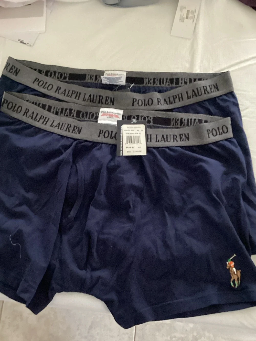 Polo by Ralph Lauren Navy Boxer Briefs with Gray Logo Waistband NWT Size XL